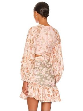 zimmermann wavelength long sleeve mini dress Zimmermann Wavelength Zimmerman Long Sleeve Dress Zimmermann Wavelength  Placement Floral Red Silk Mini Dress (Size